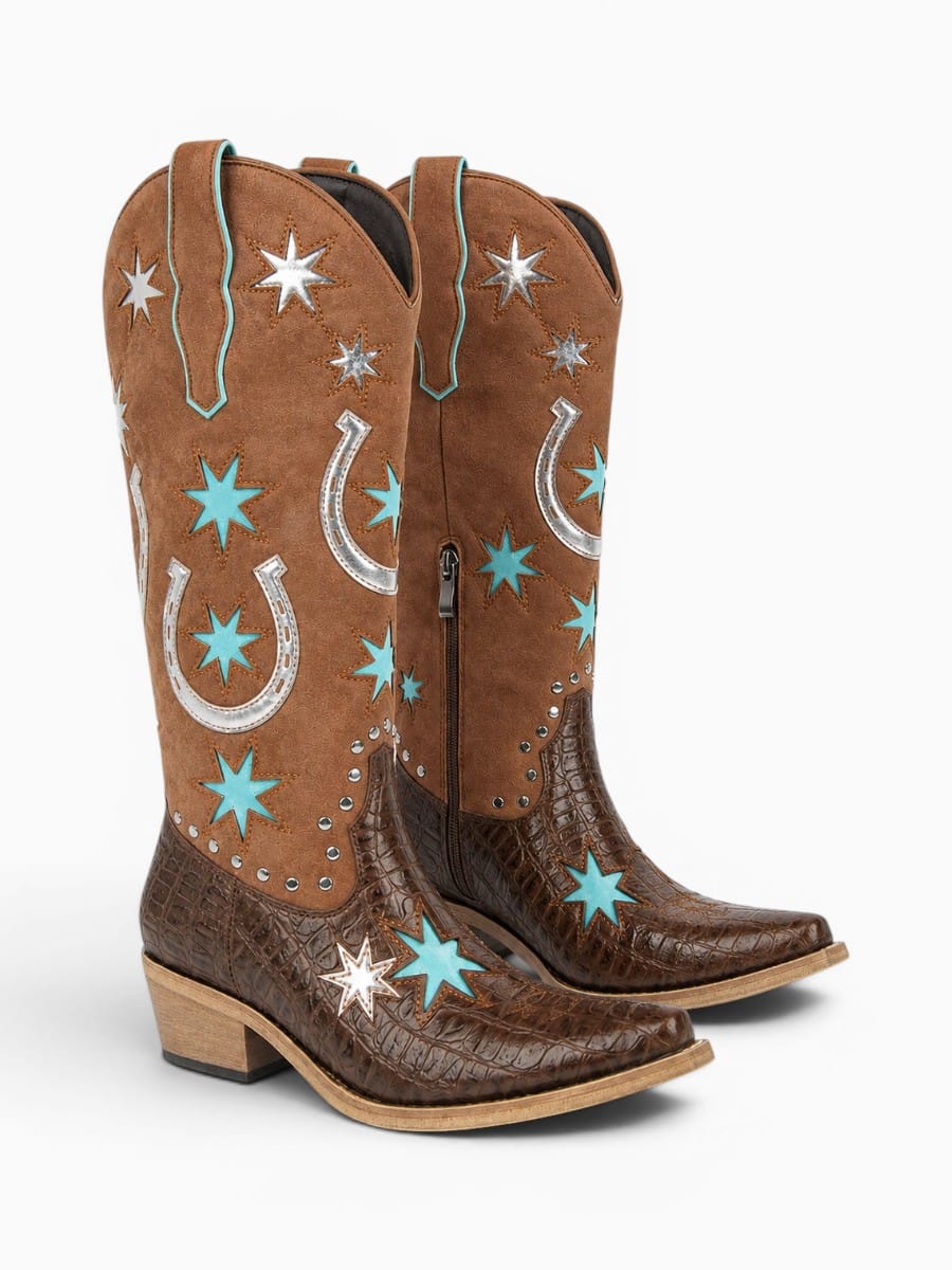 Amara Shoes Womens Western Cowgirl Boots Pointed Toe Zipper