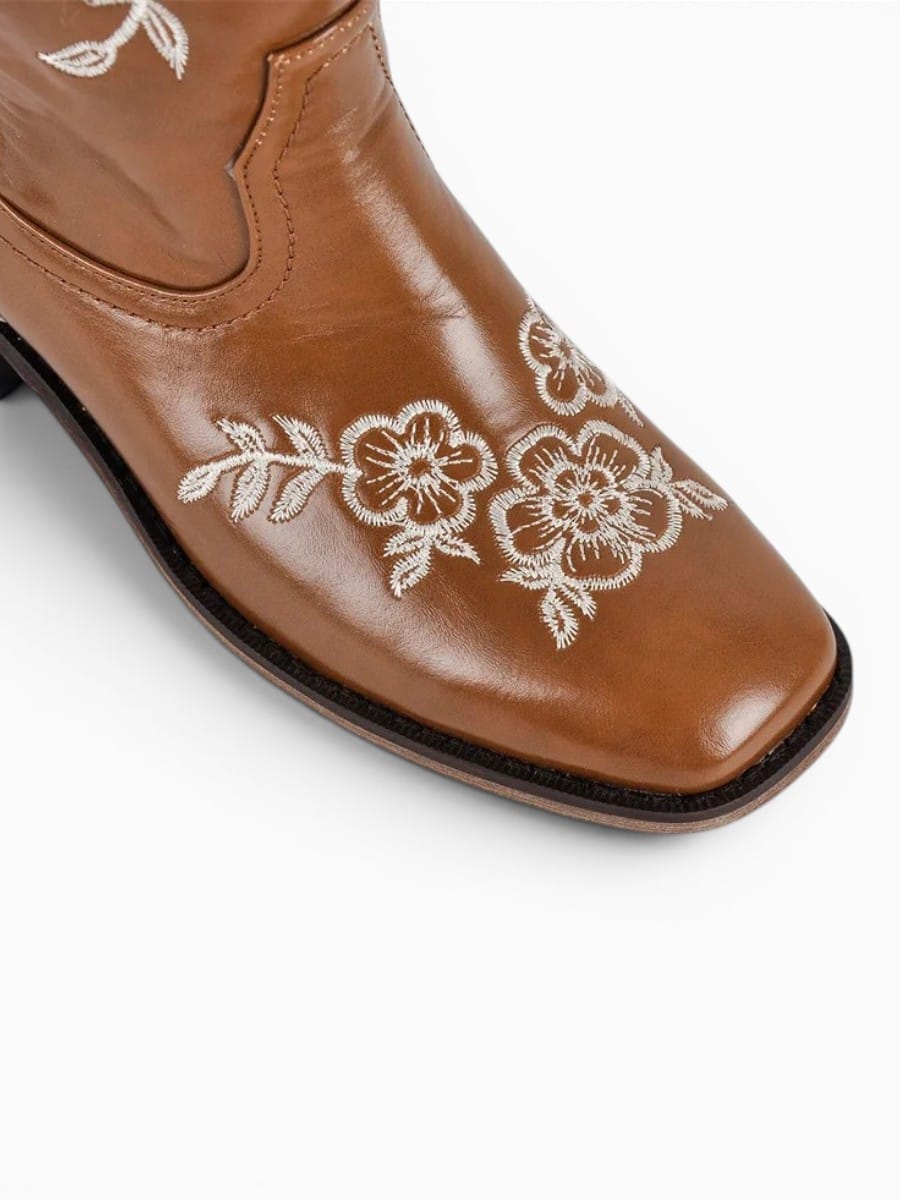 Amara Shoes Womens Western Embroidered Cowboy Boots Square Toe