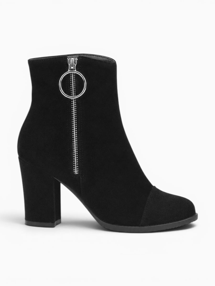 Amara Shoes Side Zip Block Heel Ankle Boots