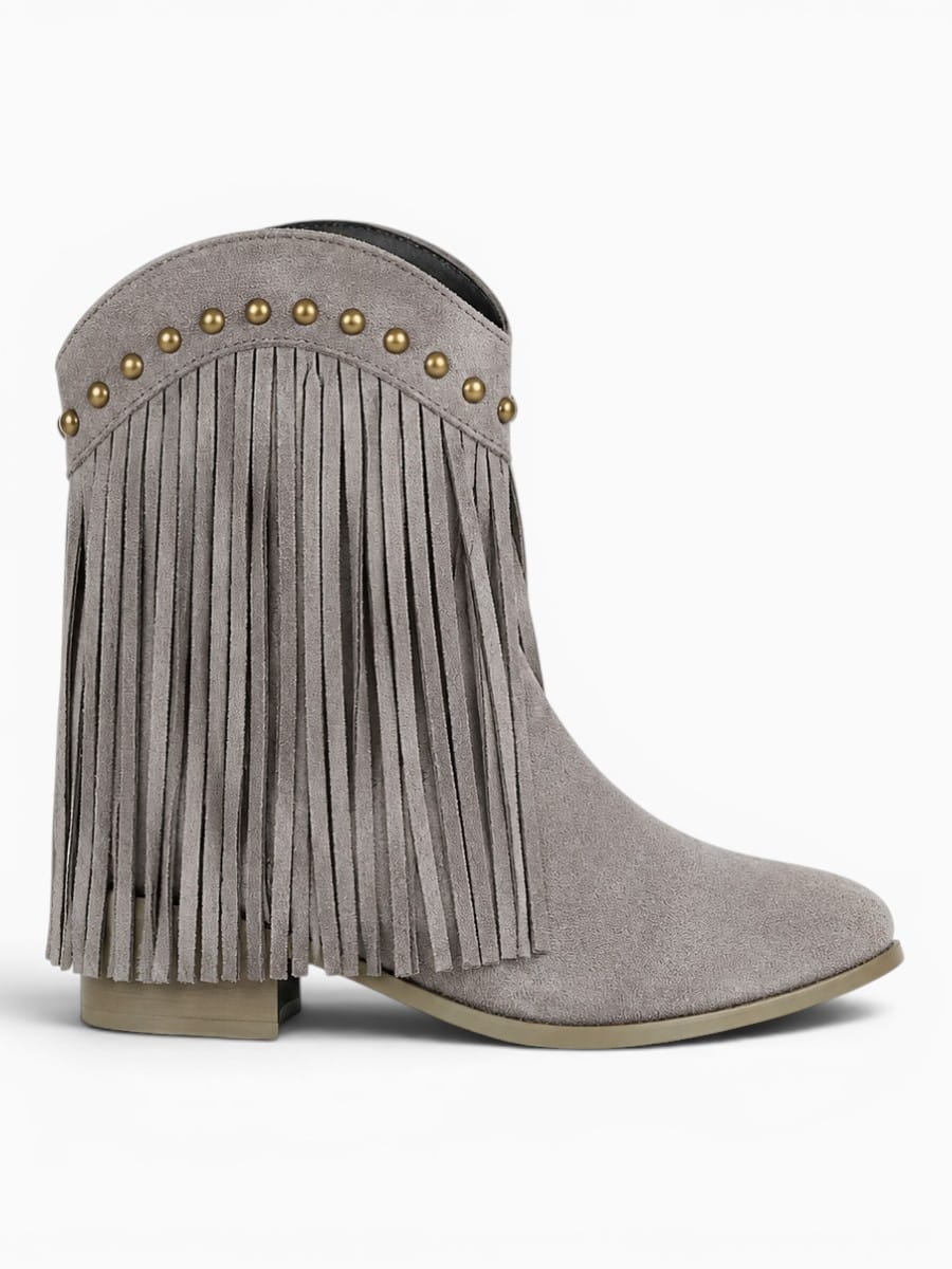 Amara Shoes Fringe Cowboy Ankle Boots
