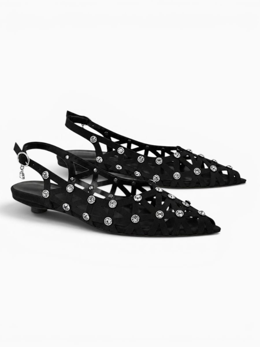 Amara Shoes Rhinestone Slingback Ballet Flats